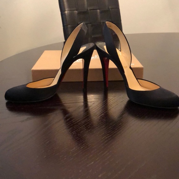 Christian Louboutin Black Satin Sling Back Pumps - Picture 7 of 10